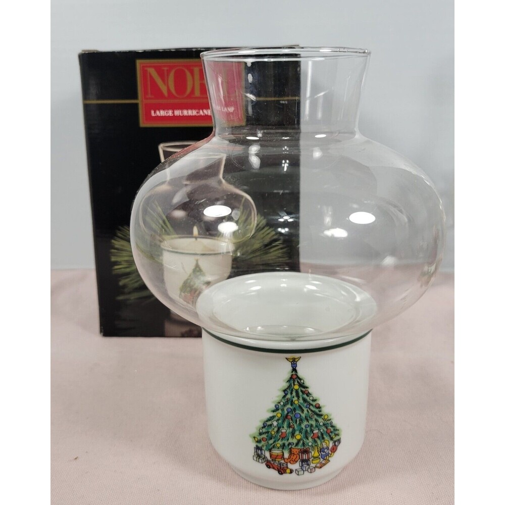 Vintage 8" Christmas Tree Hurricane Lamp  Noel by Salem